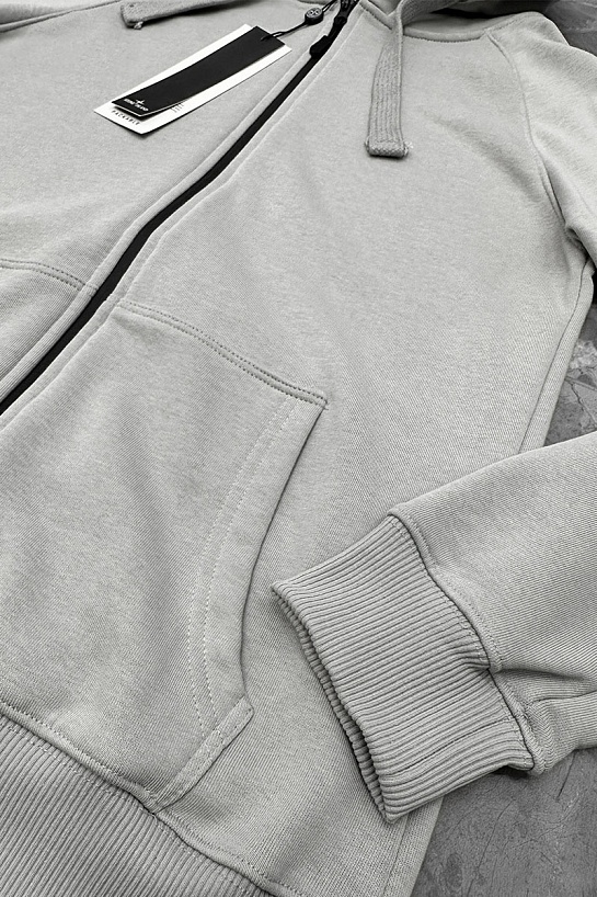 Серая кофта на молнии Stone Island compass-patch