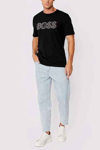 Мужская футболка Hugo Boss чёрного цвета   