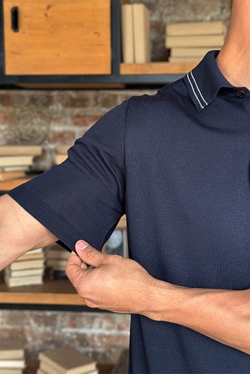 Поло тёмно-синего цвета Prada Milano   