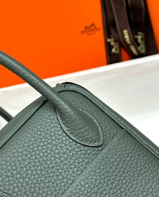 Женская кожаная сумка Hermes Lindy Premium 26x18x13 см - Green
