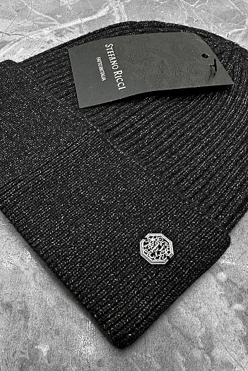 Шапка серого цвета Stefano Ricci logo-plaque   