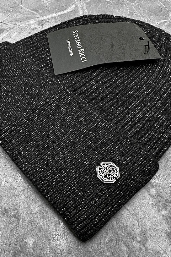 Шапка серого цвета Stefano Ricci logo-plaque