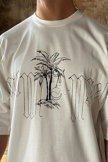 Белая оверсайз футболка Palm Angels logo print   