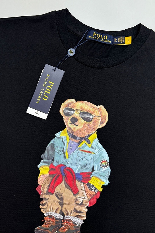 Мужская чёрная футболка Роlо Ralрh Lаurеn "Bear"