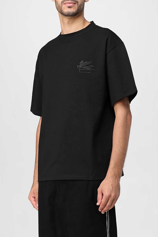Футболка чёрного цвета Etro Pegaso embroidery