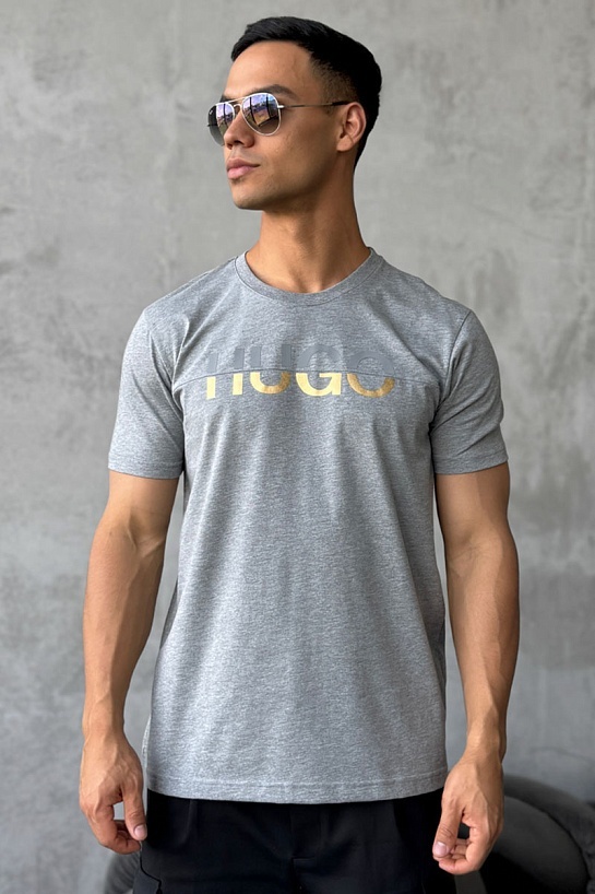 Мужская серая футболка Hugo Boss