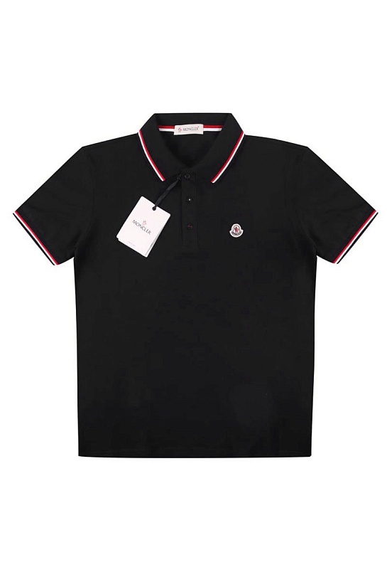 Мужское поло чёрного цвета Moncler logo-patch