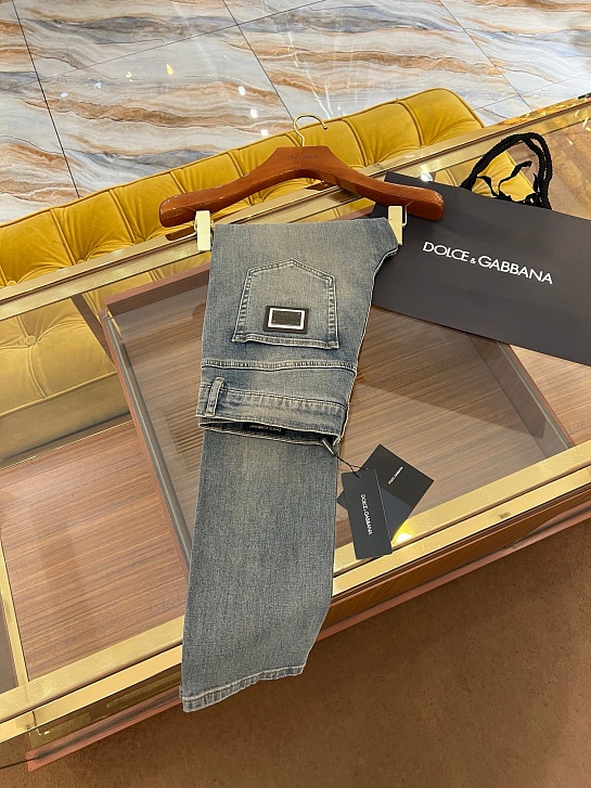 Мужские синие джинсы Dolce & Gabbana slim fit Premium