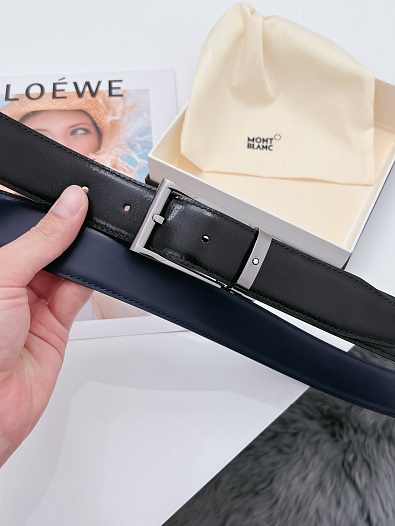 Двусторонний кожаный ремень Montblanc Premium (ширина 3.4 см)   