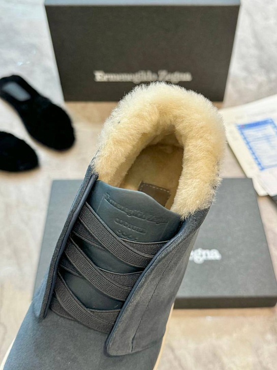 Кроссовки с мехом Ermenegildo Zegna Triple Stitch - Grey