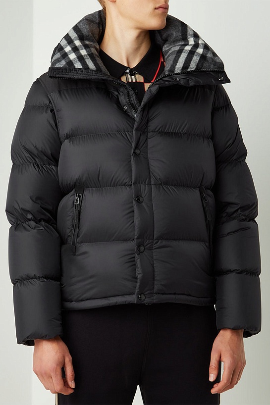 Чёрная куртка со съёмными рукавами Burberry Lockwell logo-patch