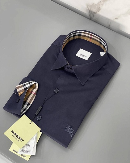 Мужская рубашка Burberry logo-embroidered - Navy   