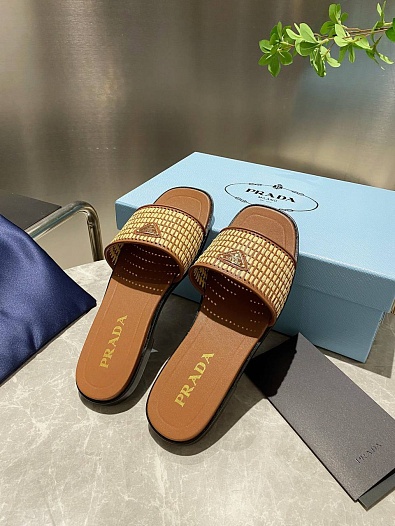Женские шлёпанцы Prada Premium - Brown   