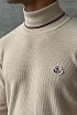 Бежевая кофта с высоким воротником Moncler logo-patch