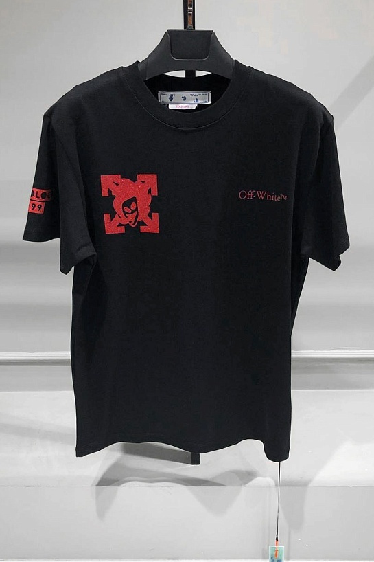 Чёрная оверсайз футболка Off-White x Circoloco glitter-logo