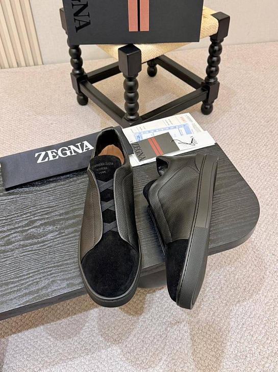 Мужские кроссовки Ermenegildo Zegna Triple Stitch - Black