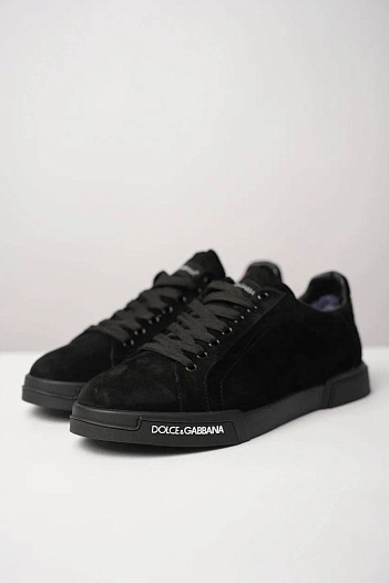 Замшевые кроссовки с мехом Dolce & Gabbana Portofino   