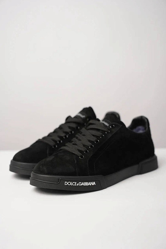 Замшевые кроссовки с мехом Dolce & Gabbana Portofino