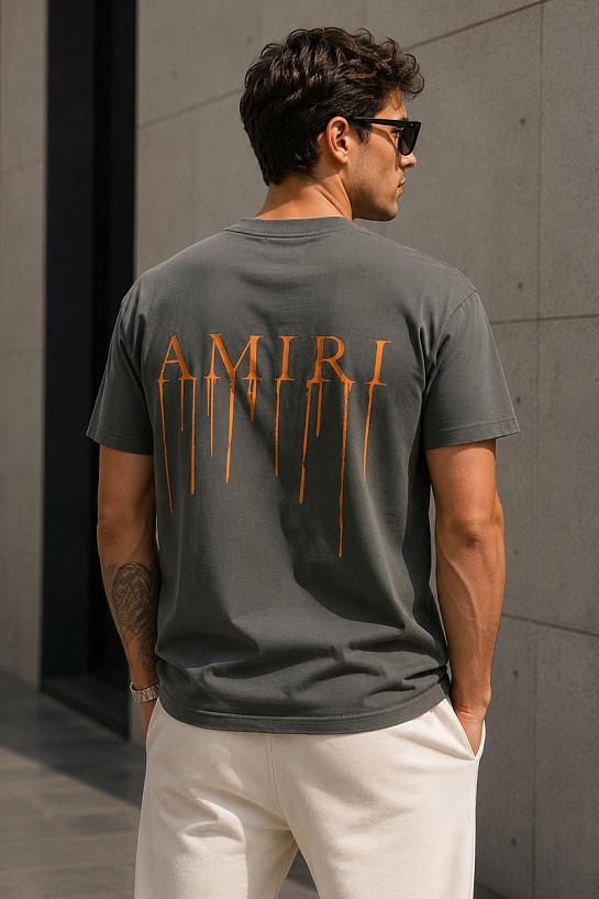 Мужская футболка Amiri Spray Paint Ma Tee - Grey