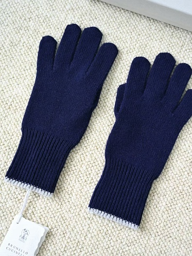 Кашемировые перчатки Brunello Cucinelli premium - Purplish Blue   