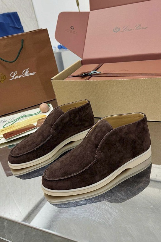 Женские замшевые лоферы Loro Piana premium - Brown