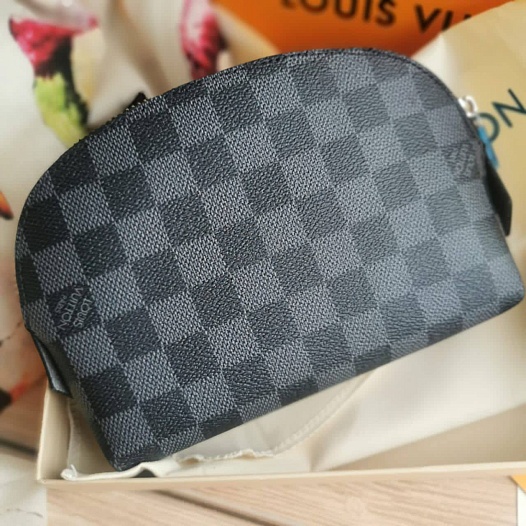 Кожаная косметичка Louis Vuitton Pouch PM Damier Azur Canvas 19x12 см - Black   