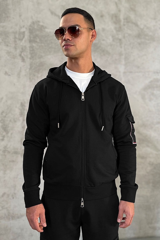 Мужская кофта чёрного цвета Moncler side pocket