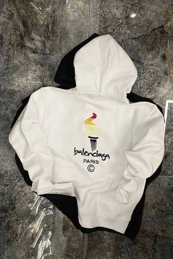 Оверсайз худи Balenciaga Paris Olympics Flame embroidered-logo   