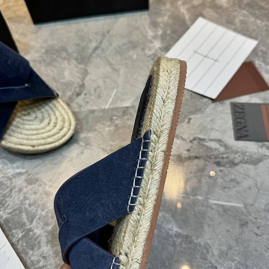 Мужские шлёпанцы Ermenegildo Zegna suede - Navy
