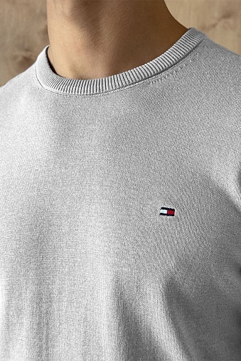 Мужская кофта Tommy Hilfiger светло-серого цвета logo-embroidered   