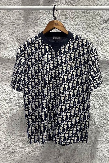 Мужская футболка Dior Oblique - Navy / White   