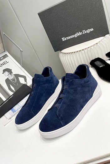 Кроссовки с мехом Ermenegildo Zegna Triple Stitch - Navy   