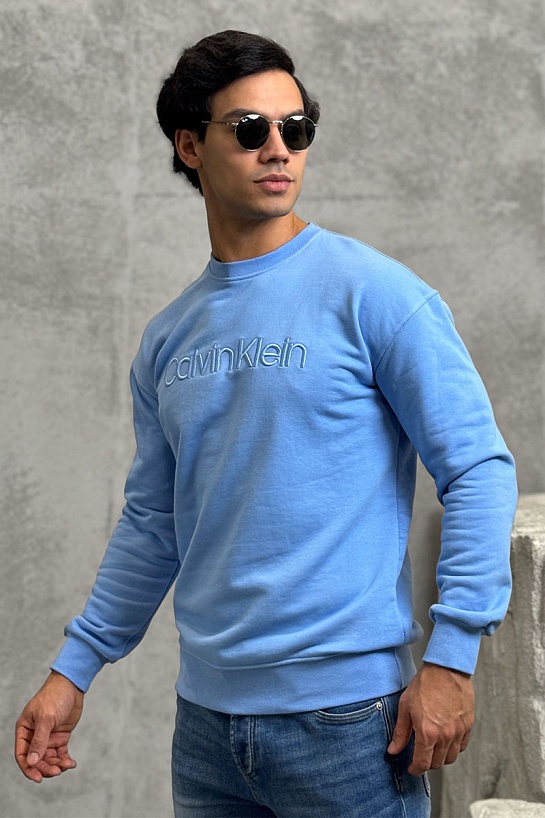 Свитшот голубого цвета Calvin Klein embroidered-logo