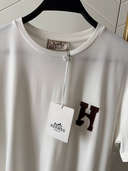 Женская белая футболка Hermes premium