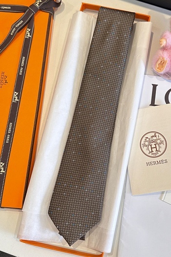 Галстук Hermes geometric logo-print premium - Brown   
