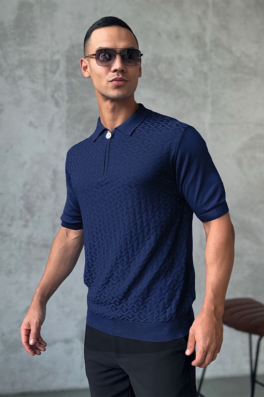 Мужское поло Stefano Ricci синего цвета