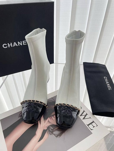Женские кожаные сапоги Chanel premium   