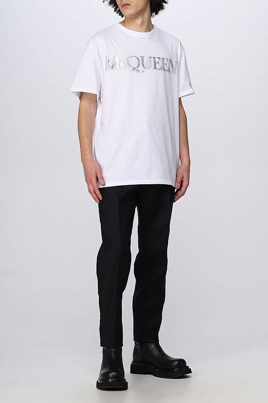 Мужская футболка Alexander McQueen белого цвета
