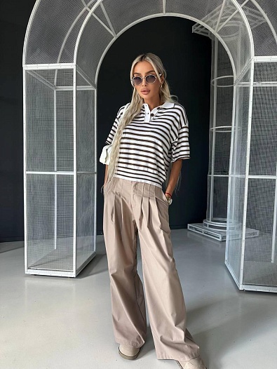 Женские брюки плаццо Dior бежевого цвета   