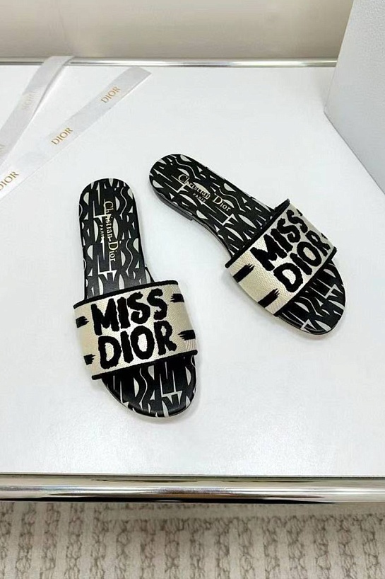 Женские шлёпанцы Dior Dway Premium - Black