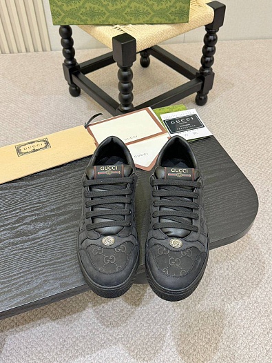 Кожаные кроссовки Gucci GG Screener - Black   