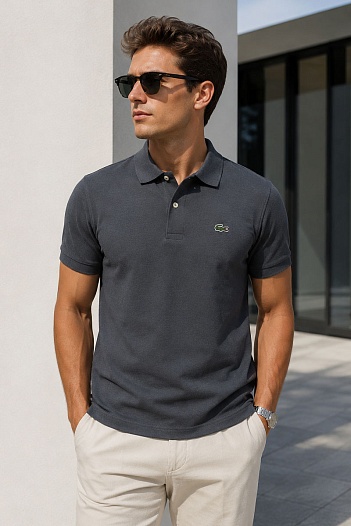 Мужское серое поло Lacoste Classic Fit   
