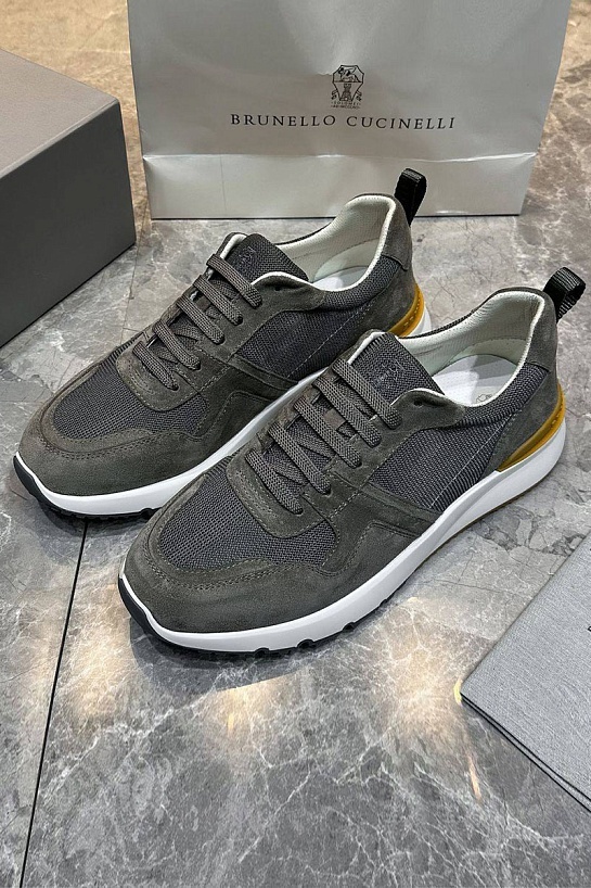 Мужские комбинированные кроссовки Brunello Cucinelli