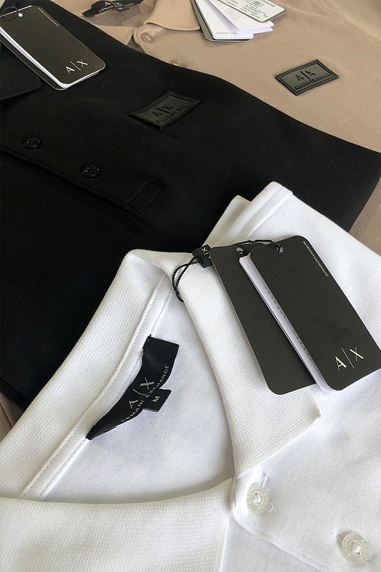 Мужское чёрное поло Armani Exchange rubber logo