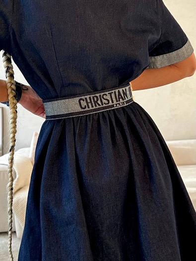 Женское джинсовое платье Dior синего цвета   