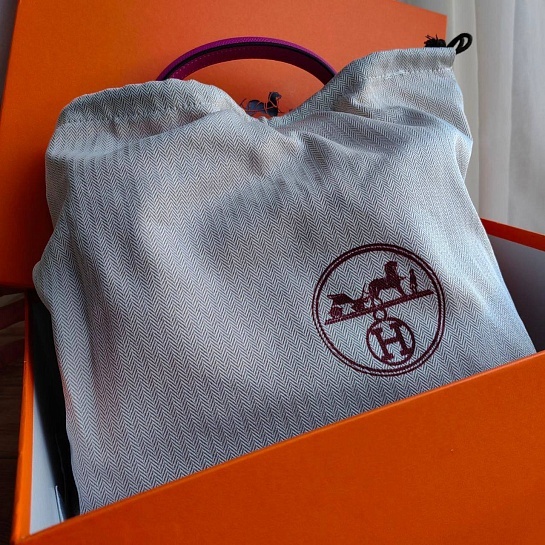 Женская кожаная сумка Hermes Kelley 25x20 см - Purple