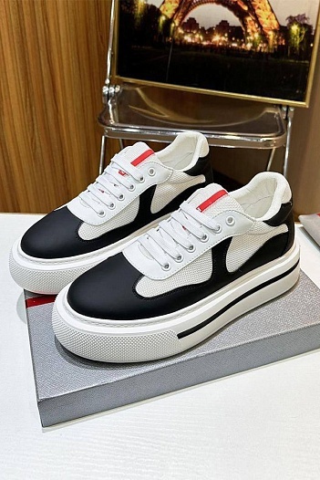 Комбинированные кроссовки Prada logo-stripe - Black / White   