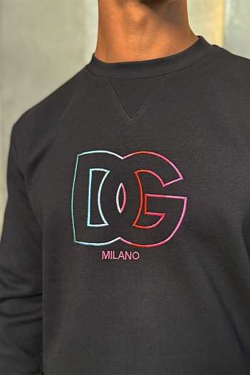 Чёрный мужской свитшот Dolce&Gabbana multicolor logo   