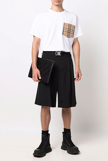 Белая оверсайз футболка Burberry Vintage Check pocket   