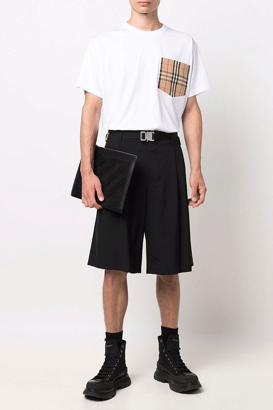 Белая оверсайз футболка Burberry Vintage Check pocket